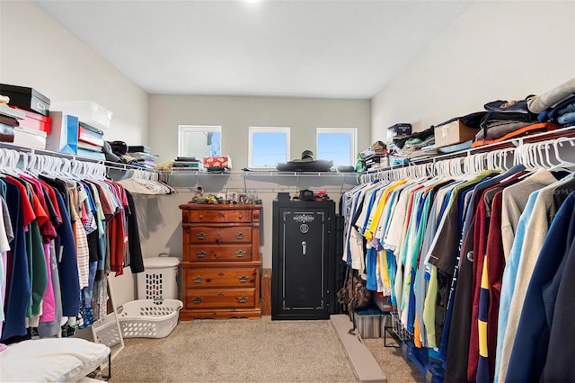 spacious closet with carpet