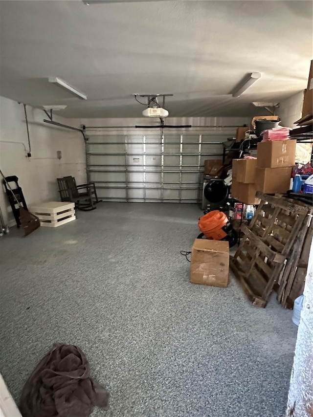 garage with a garage door opener