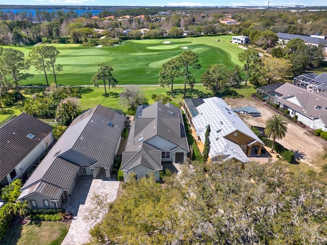 aerial view featuring golf course view