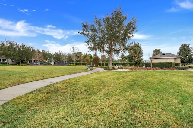 view of yard featuring playground community