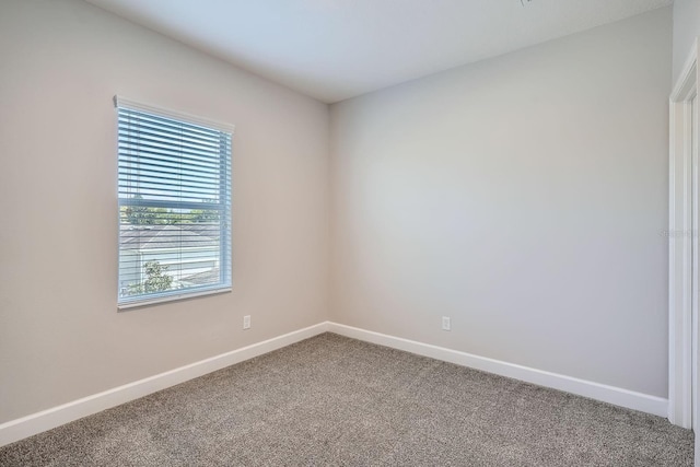 spare room with baseboards and carpet floors