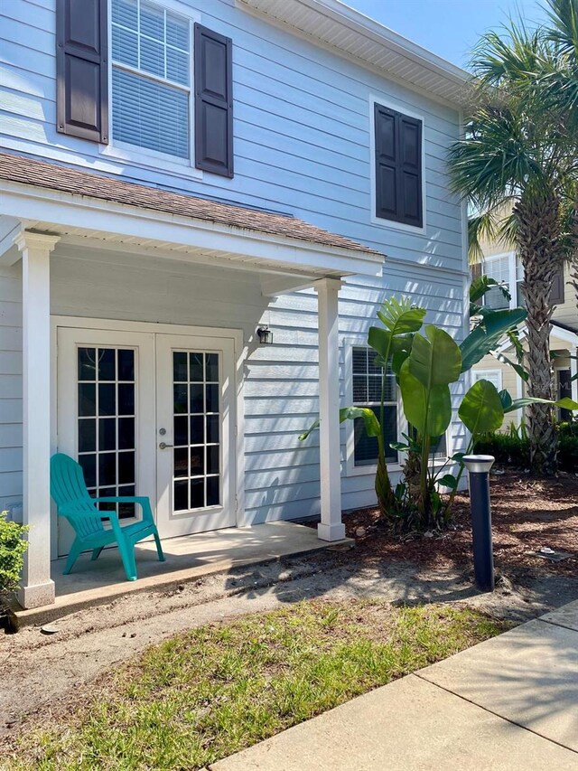 property entrance with french doors