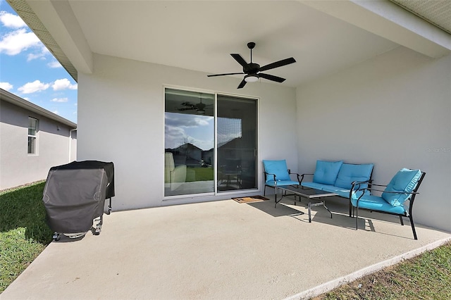 view of patio / terrace featuring grilling area and ceiling fan