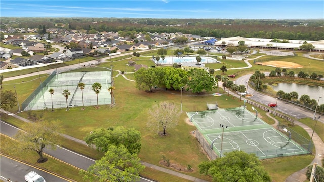 birds eye view of property with a residential view