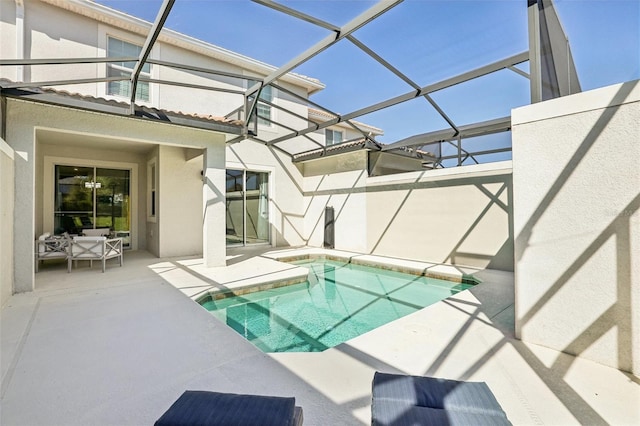 8959 Stinger Dr, Champions Gate, FL 33896 - outdoor pool featuring a patio area and a lanai