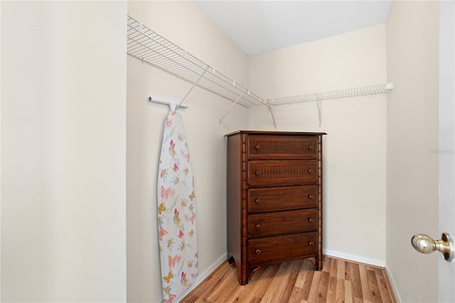 spacious closet featuring light wood finished floors