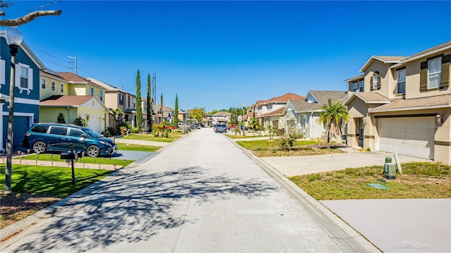 view of road with a residential view