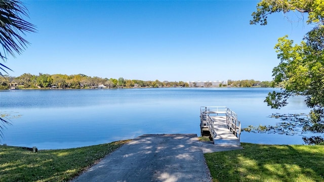 view of dock featuring a water view