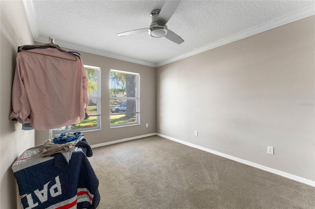 8611 Dover Oaks Ct, Orlando, FL 32836 - unfurnished bedroom with a textured ceiling, baseboards, crown molding, and carpet floors
