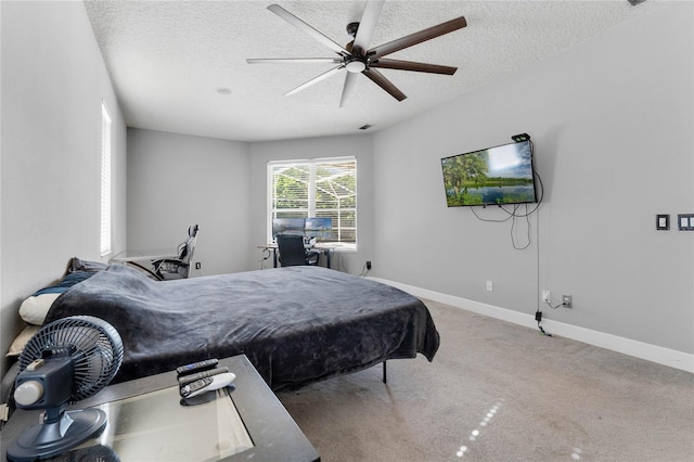 8611 Dover Oaks Ct, Orlando, FL 32836 - carpeted bedroom featuring a textured ceiling, baseboards, and a ceiling fan