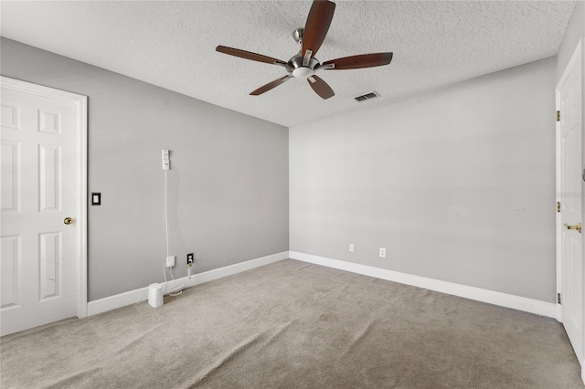 8611 Dover Oaks Ct, Orlando, FL 32836 - spare room featuring a textured ceiling, ceiling fan, carpet, and visible vents