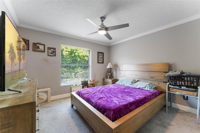 8611 Dover Oaks Ct, Orlando, FL 32836 - bedroom featuring light colored carpet, ornamental molding, and a textured ceiling