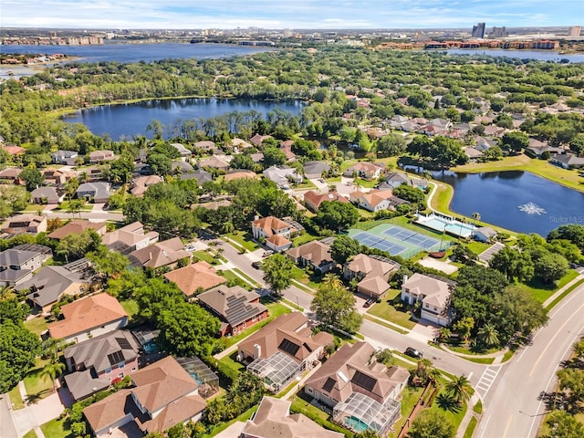 8611 Dover Oaks Ct, Orlando, FL 32836 - aerial view featuring a water view and a residential view