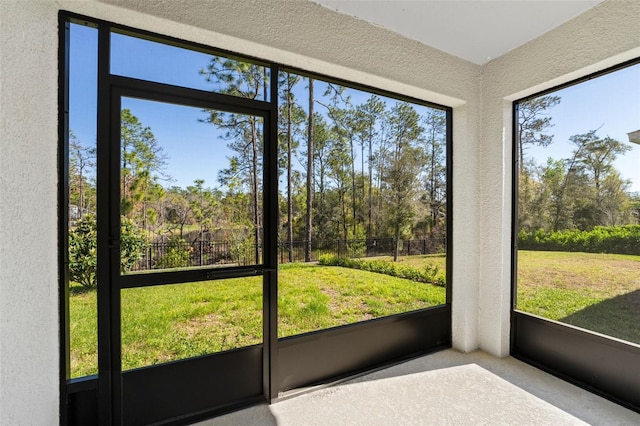 view of unfurnished sunroom