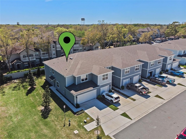 aerial view with a residential view