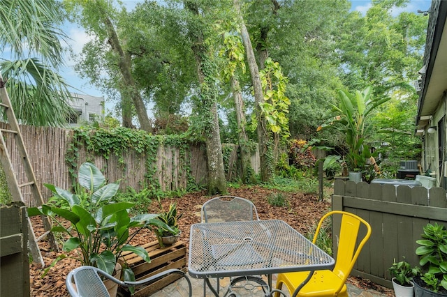 view of patio / terrace featuring outdoor dining space and a fenced backyard