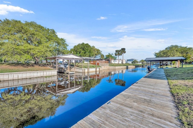 view of dock featuring a water view