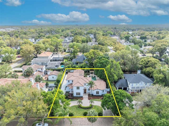 aerial view with a residential view