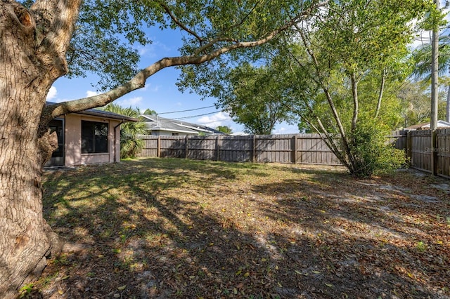 view of yard featuring a fenced backyard