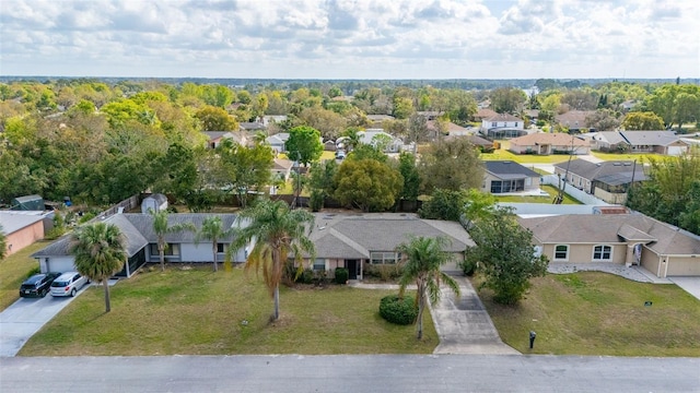 birds eye view of property with a residential view