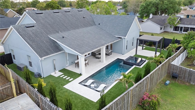 bird's eye view with a residential view