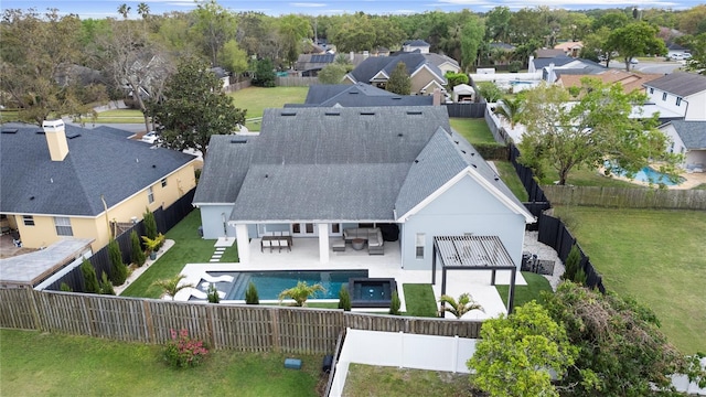 drone / aerial view with a residential view