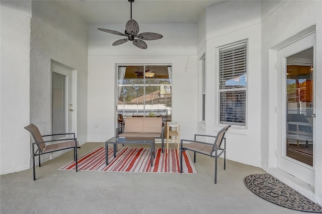 view of patio featuring a ceiling fan