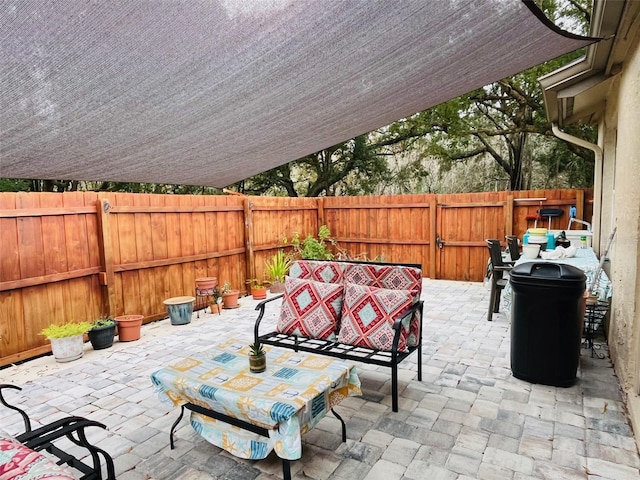 view of patio with a fenced backyard