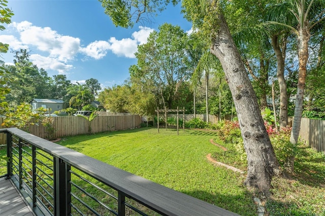 view of yard featuring a fenced backyard