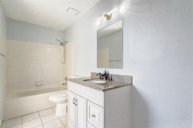 1318 Chebon Ct Unit E-F, Unit E-F, Apopka, FL 32712 - full bathroom with shower / tub combination, vanity, toilet, a textured wall, and tile patterned flooring