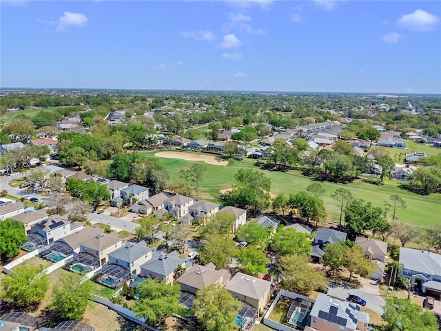 bird's eye view featuring a residential view and view of golf course