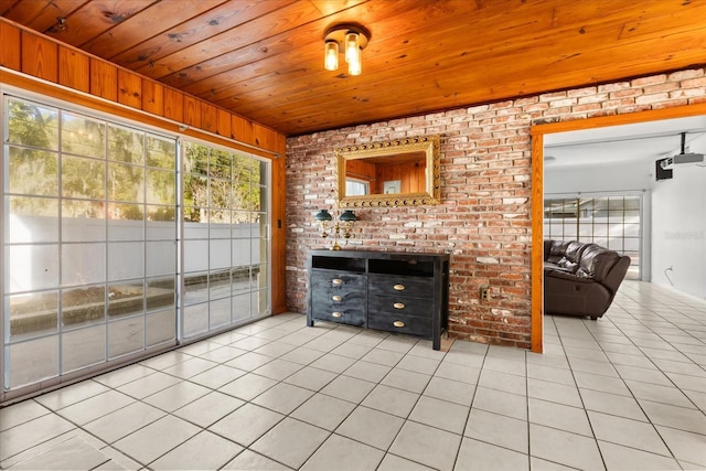 unfurnished sunroom featuring wood ceiling