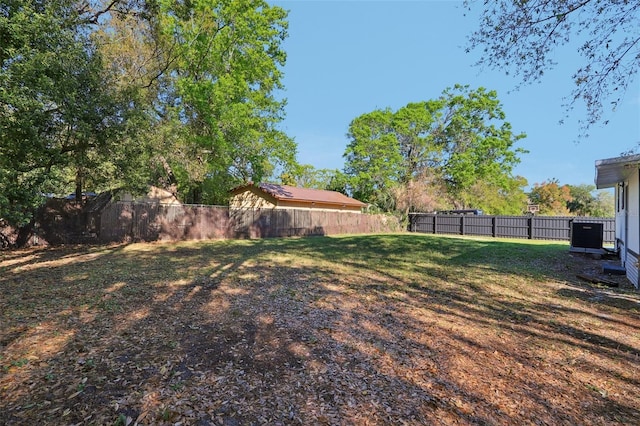 view of yard featuring a fenced backyard