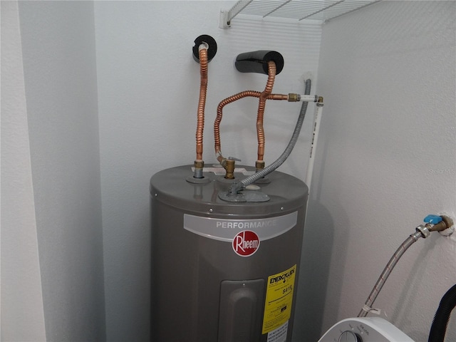 utility room featuring electric water heater