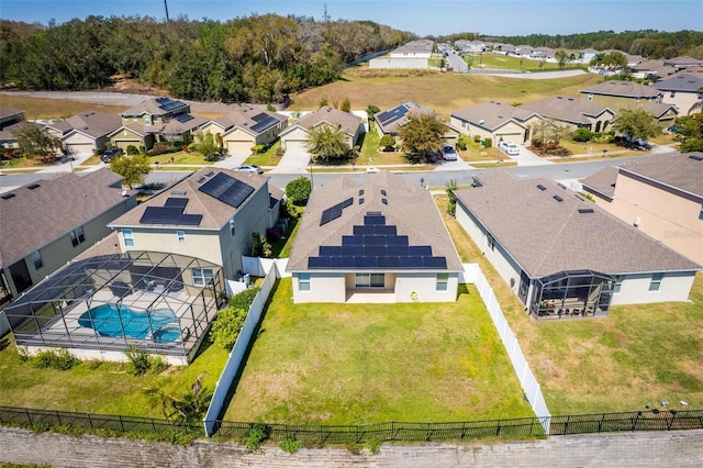 drone / aerial view with a residential view