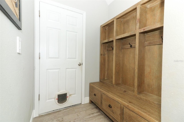 mudroom with light wood-type flooring