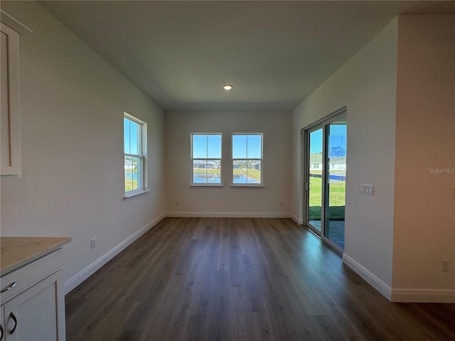 interior space featuring dark wood finished floors and baseboards