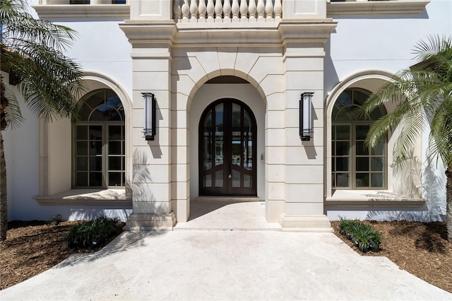 view of exterior entry with french doors