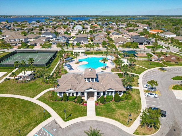 aerial view featuring a residential view