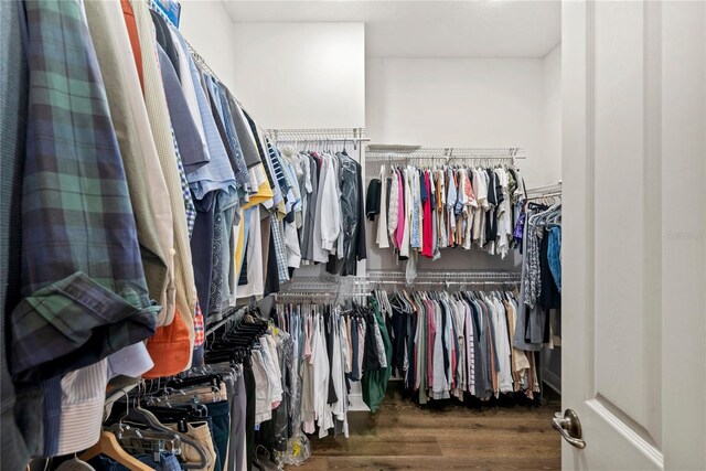 spacious closet with wood finished floors