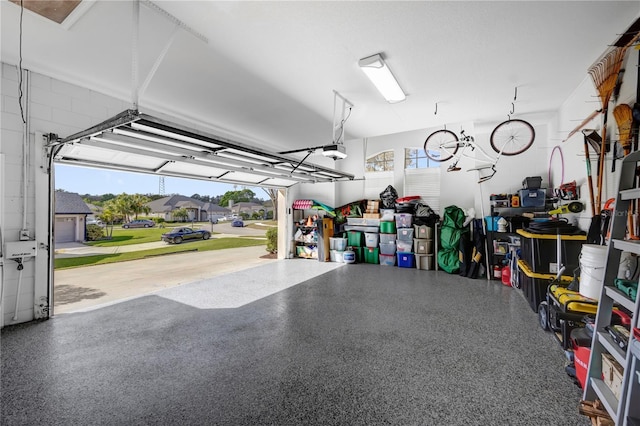 garage with a garage door opener