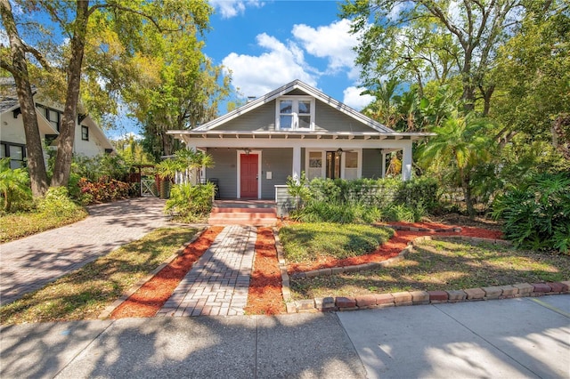 view of front of home featuring covered porch