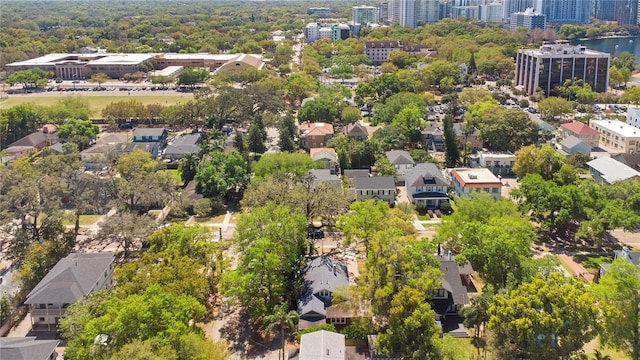 drone / aerial view with a city view