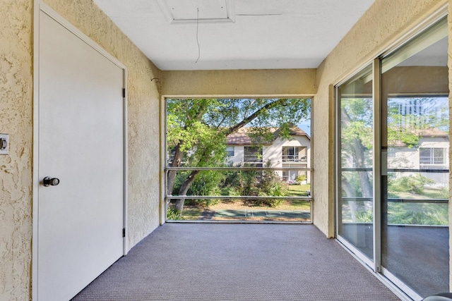 view of unfurnished sunroom