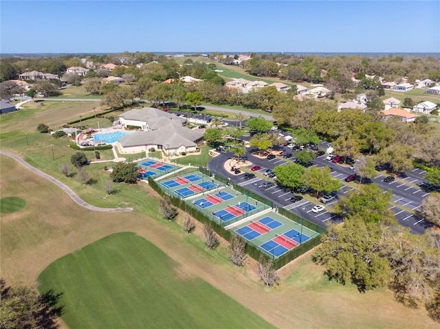 drone / aerial view with golf course view