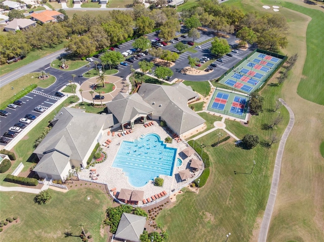 bird's eye view with a residential view