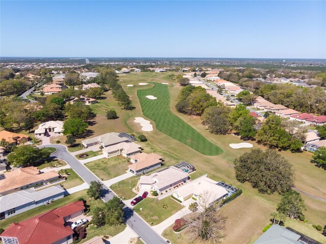 birds eye view of property featuring a residential view and golf course view