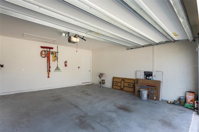 garage with a garage door opener