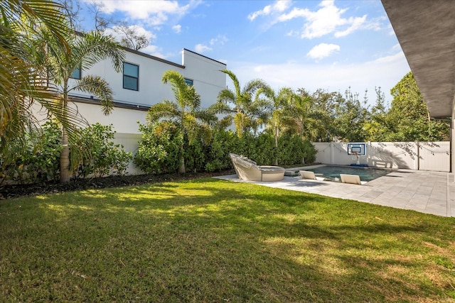 view of yard featuring a patio area and a fenced backyard