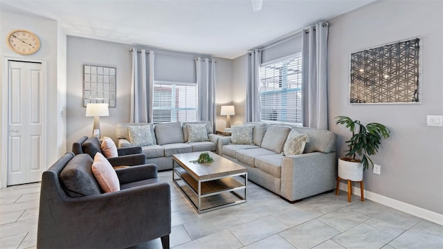 living room with baseboards